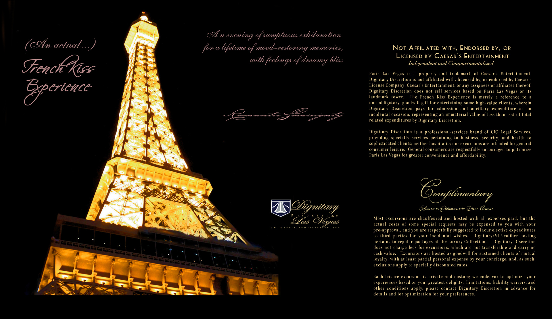 French Kiss Experience with Romantic Sovereignty with Dignitary Discretion Las Vegas