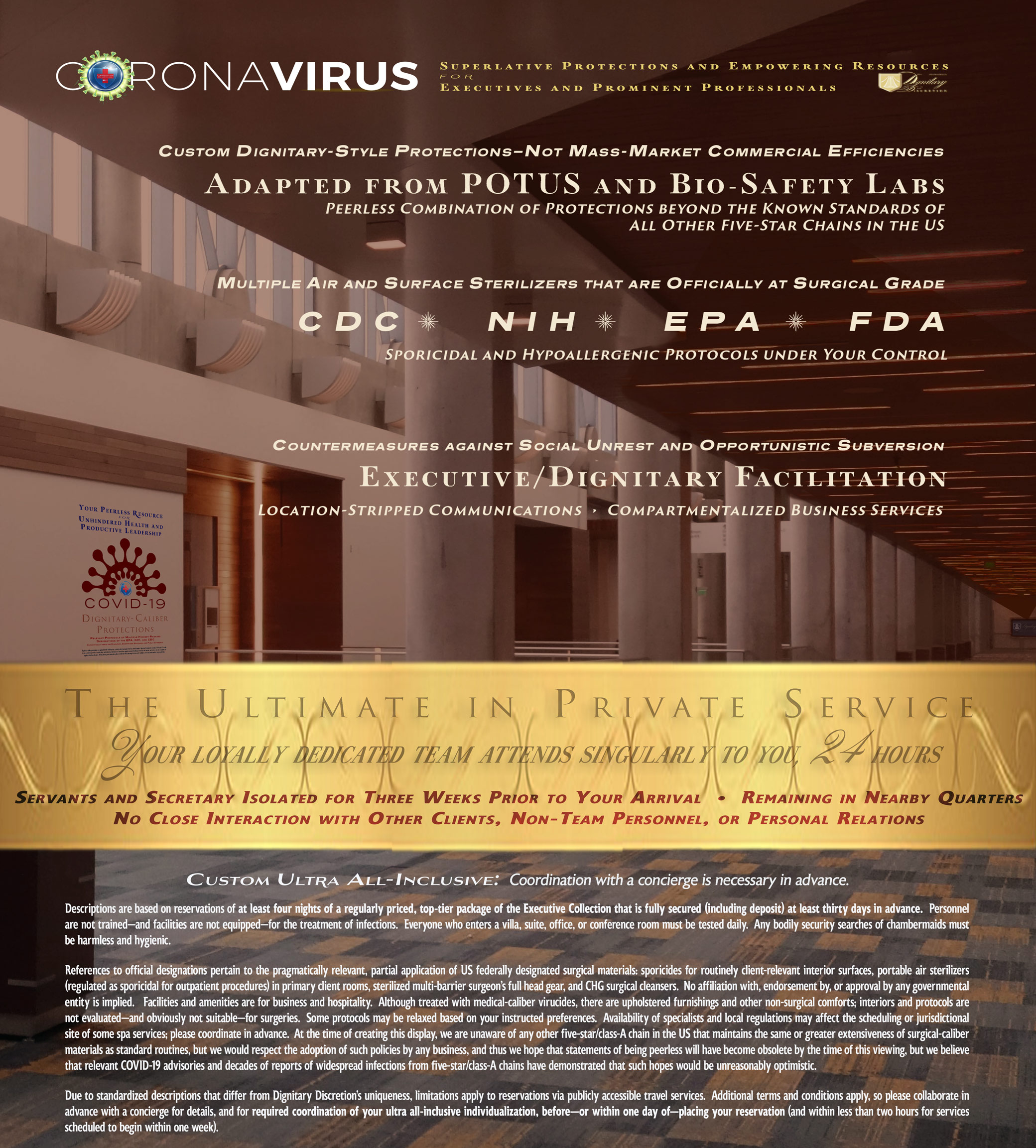 Five Star Hotel San Francisco Bay Area Isolation from COVID19 Coronavirus